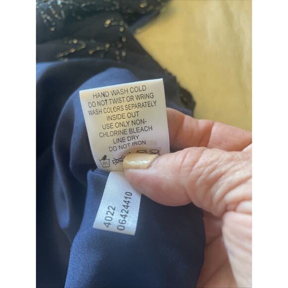Roamans 1X Royal Navy Blue Intricate Bead & Sequin Short Sleeve Dressy Lined EUC - Picture 15 of 15